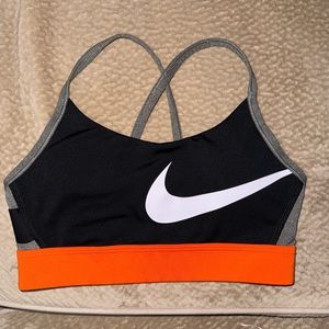 Nike Womens Black & Orange Dri-Fit Padded Workout Sports Bra Size Small EUC OSU
